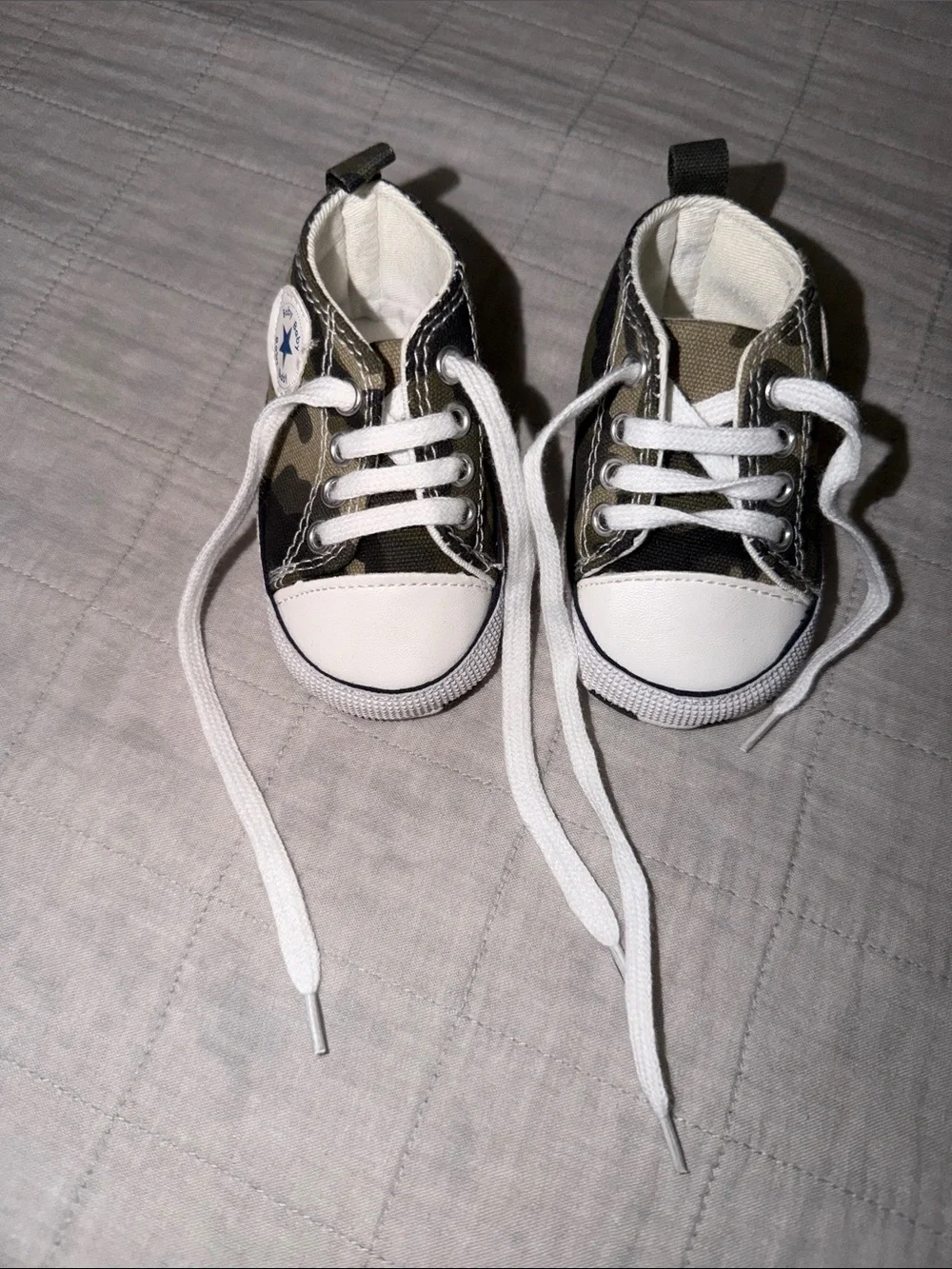 Kids Camo Canvas Sneakers with White Toecap